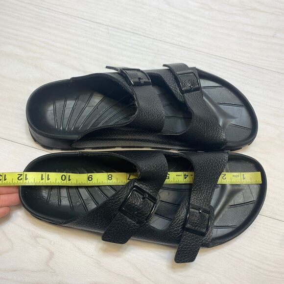 Birkis Birkenstock Arizona Slide Sandals Size 46 Mens 13 Black 2 Strap Leather